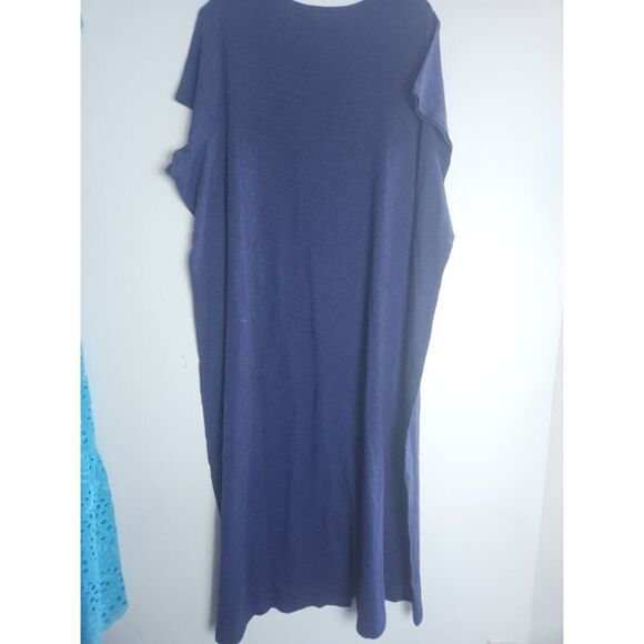 NWOT Naturals D& Co. Women Dark Blue Short Sleeve Cotton Blend Maxi Dress sz 4X - Picture 2 of 9